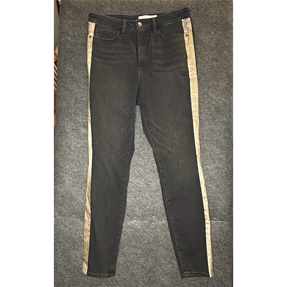 Athleta Jeans Womens Size 12 Black Charcoal Wash High Rise Skinny Stretch